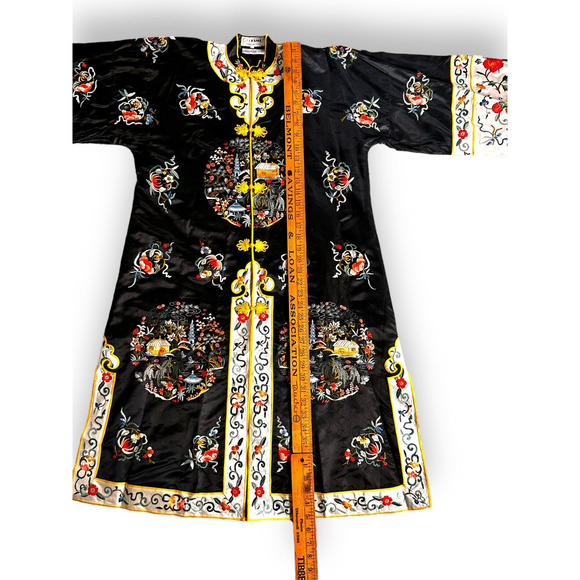 Vintage Chinese ESME Embroidered 100% Silk Circa 1950's Mandarin Kimono Robe L - Picture 10 of 16